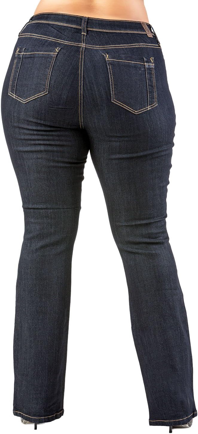 Poetic Justice Plus Size Womens Curvy Fit Stretch Denim Basic Slim Bootcut Jeans