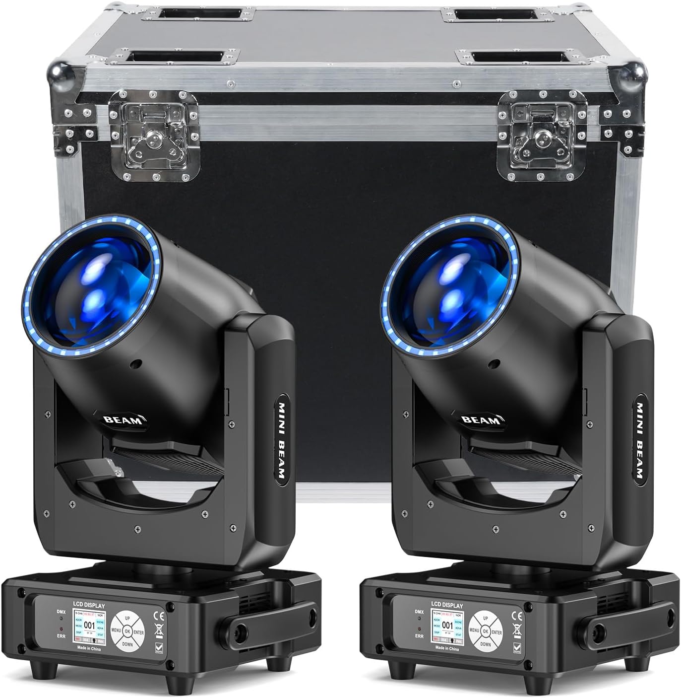 230W 230W 7R Moving Head Dj Lights(2-Pack) with Flight Case,15Gobo 14 Color 48-Facet Prism for Wedding Party Show Live Show