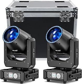 350W 7R Beam Moving Head Light with RGB LED Strip,DMX512 Control Sound Activated Prism Fog Rainbow Effect,48 Prism & 14 Gobos 14 Colors,Auto Correction for Stage DJ Concert Theater