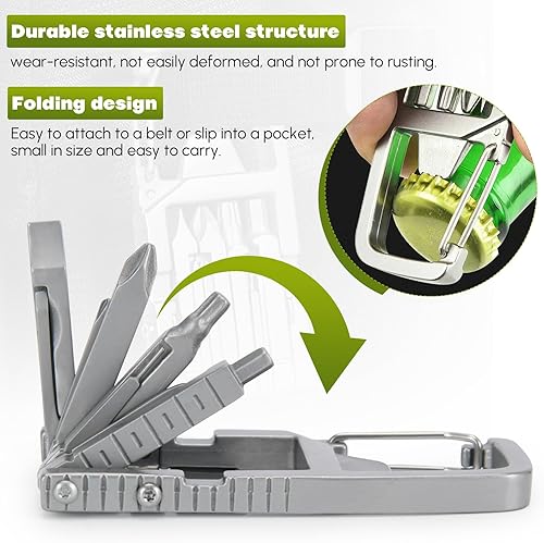 Miniatura 3 de Generic 12 en 1 llavero multiherramienta destornillador bit plegable multi herramienta abrebotellas herramienta portátil bolsillo herramienta para