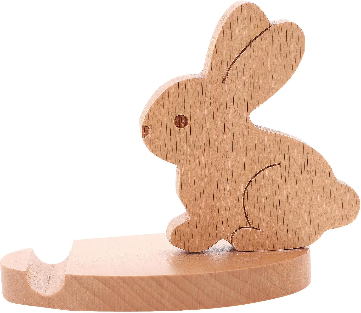 Sewroro Adorable Rabbit Shape Wood Smartphone Stand for Office Desk