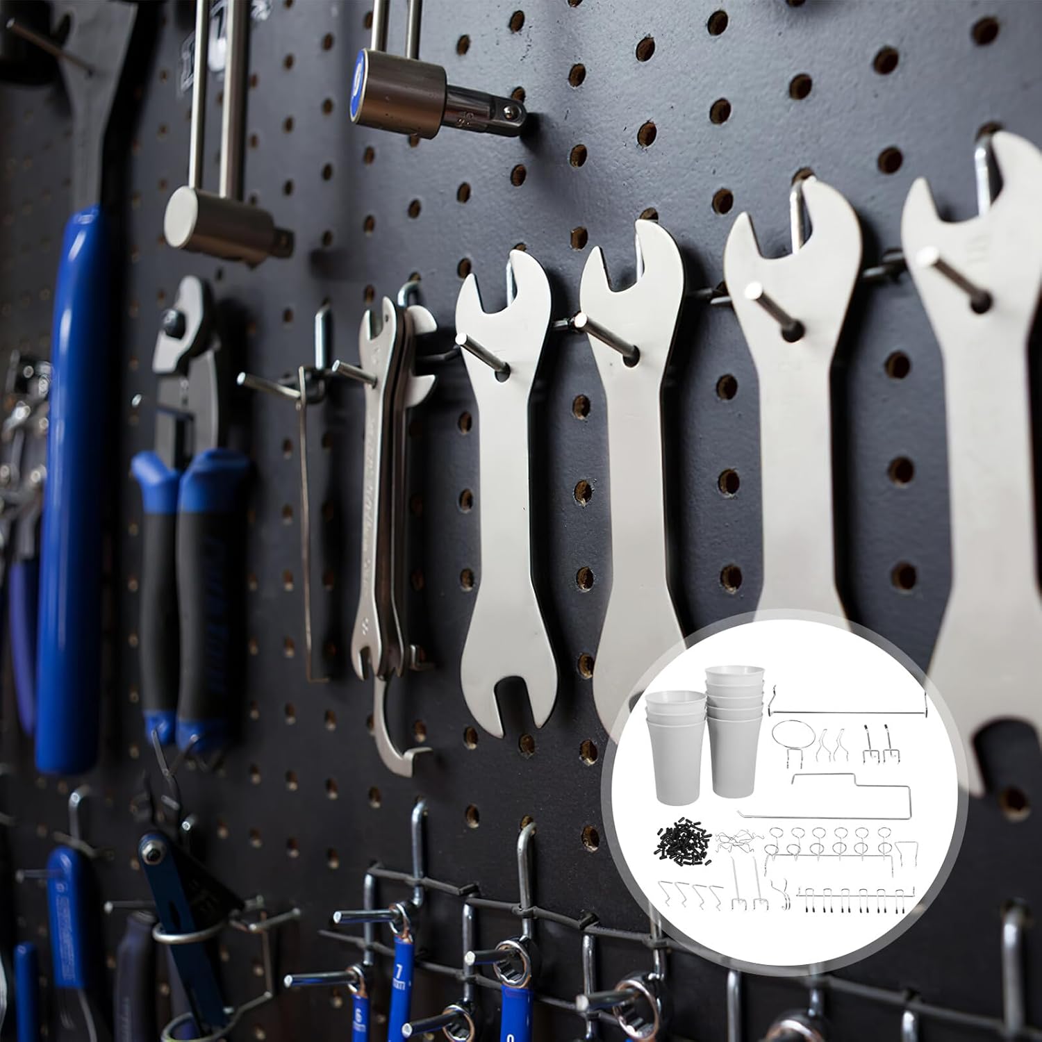 Kichvoe 170pcs Stainless Steel Pegboard Hooks Organizer Kit for Garage and Workshop Tool Storage, Metal Pegboard Accessory Set for Industrial Shelves and Wall Hanging