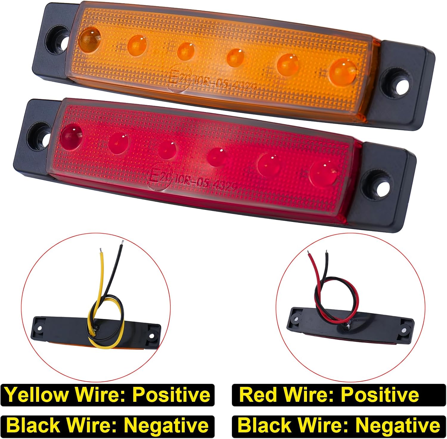 40 Pack 6 LED Trailer Marker Light, DC12-24V Clearance Side Indicator Lamp for RV Camper Truck Van Caravan Boat - Amber, Red