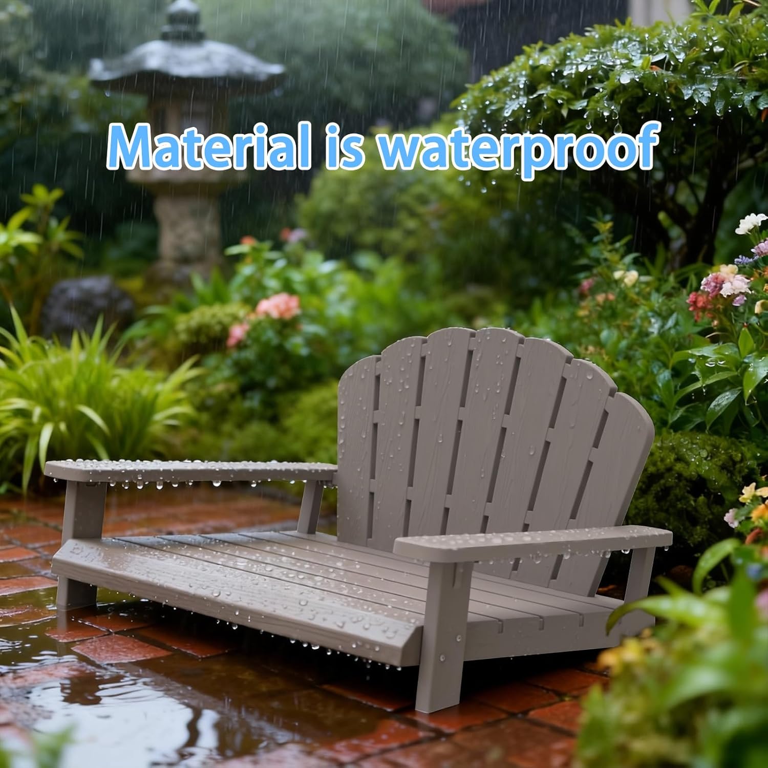 Resin Outdoor Pet Lounger – Classic Lounge Chair-Style Weatherproof Pet Bench for Small/Medium/Large Dogs, Sturdy Patio Pet Furniture for Yard, Beach & Deck (Grey)