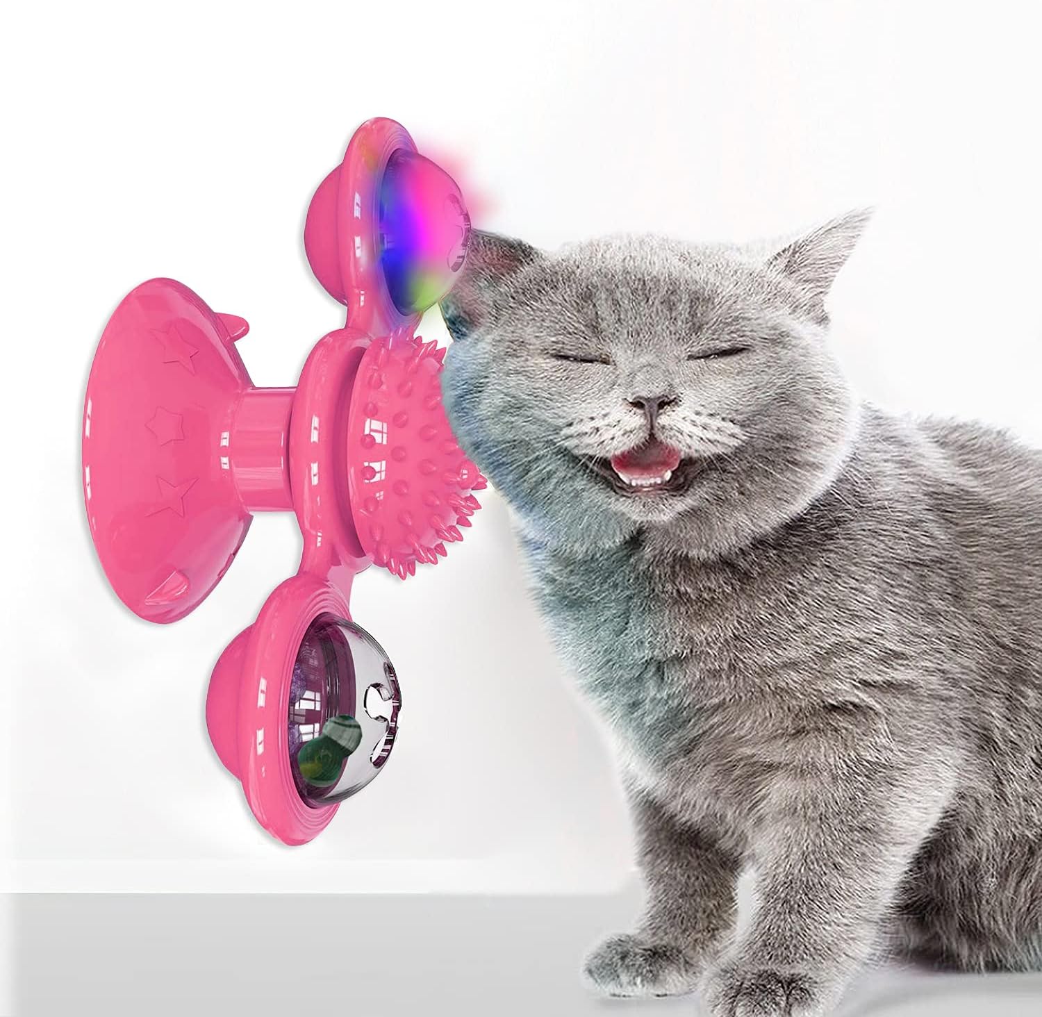 YUTANG Interactive Cat Catnip Toy for Indoor Cats, Windmill Catnip Toy Funny Kitten Toys Cat Toothbrush Toy Cats Hair Brush Turntable…