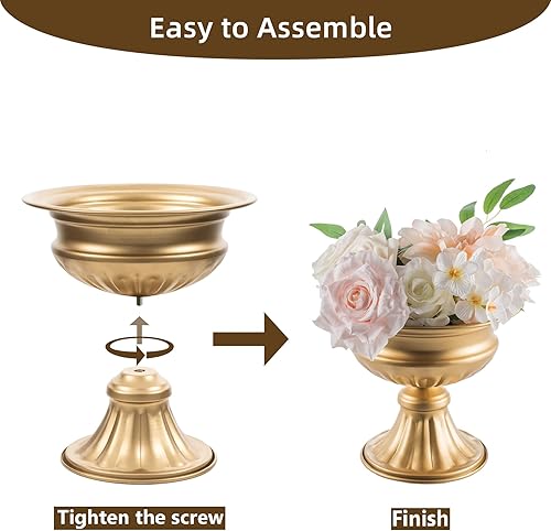 Miniatura 6 de Jarrones dorados para centros de mesa, bodas, jarrón pequeño de pedestal de compota de 6.5 pulgadas para centro de mesa, decoración de maceta de