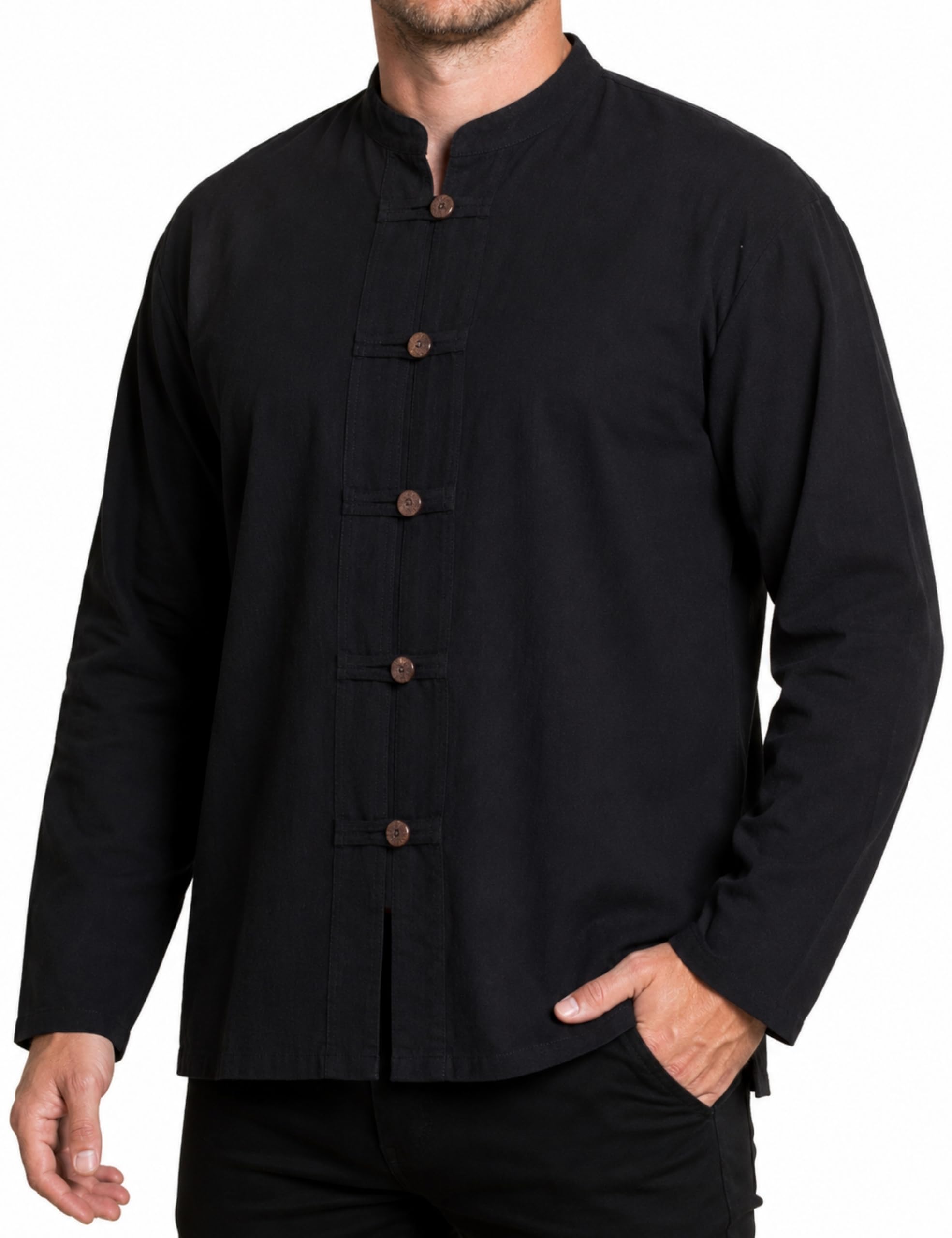 Panasiam Men's Black Shirtben-5Button, L