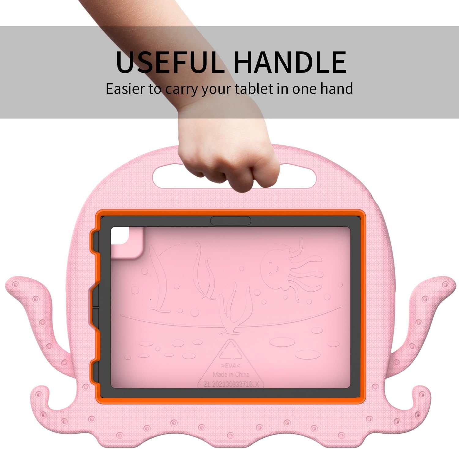 Tablet PC Bags Cases Sleeves Kids Case Compatible with iPad Pro 11inch 2024 with Handle Bumper |Protective Kid-Proof Stand Tablet Cover Eva Shockproof Lightweight Dropproof(Pink)