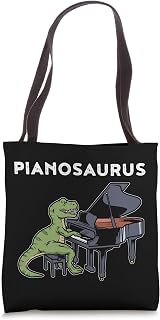 Grand Piano Gift Kids Pianist Gift Dinosaur Music Piano Tote Bag