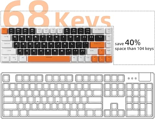 Miniatura 3 de MageGee MK-Box - Teclado mecánico portátil 60% para juegos, retroiluminación LED, compacto, 68 teclas, mini teclado de oficina con cable con