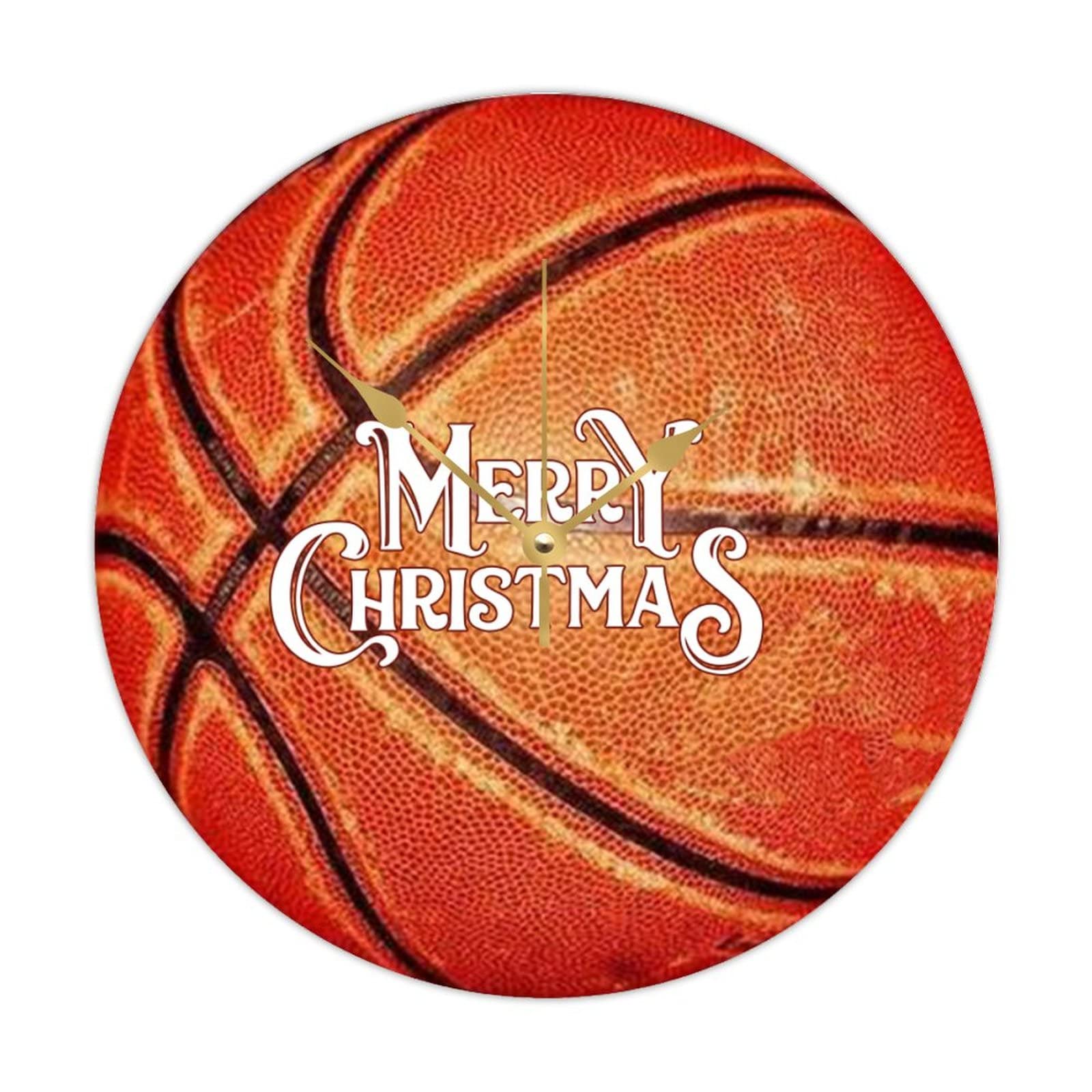 Horloge en bois Merry Christmas Basketball : vibrez pour Noël !