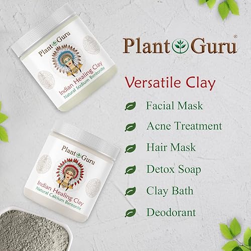 Miniatura 6 de Plant Guru Arcilla de bentonita de sodio en polvo de 1 libra – Arcilla curativa india 100% natural – Mascarilla facial y corporal de limpieza