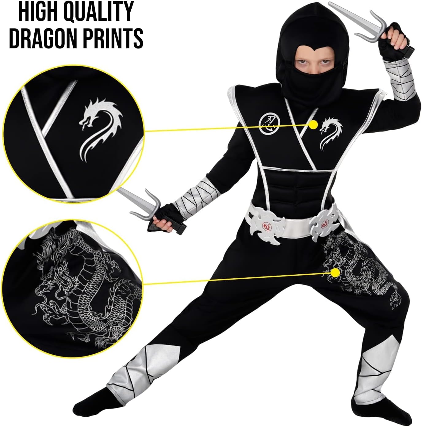 Morph Deluxe Silver Boys Ninja Costume, Ninja Kids Costumes, Ninjas Kids Costume, Boys Ninjas Costumes