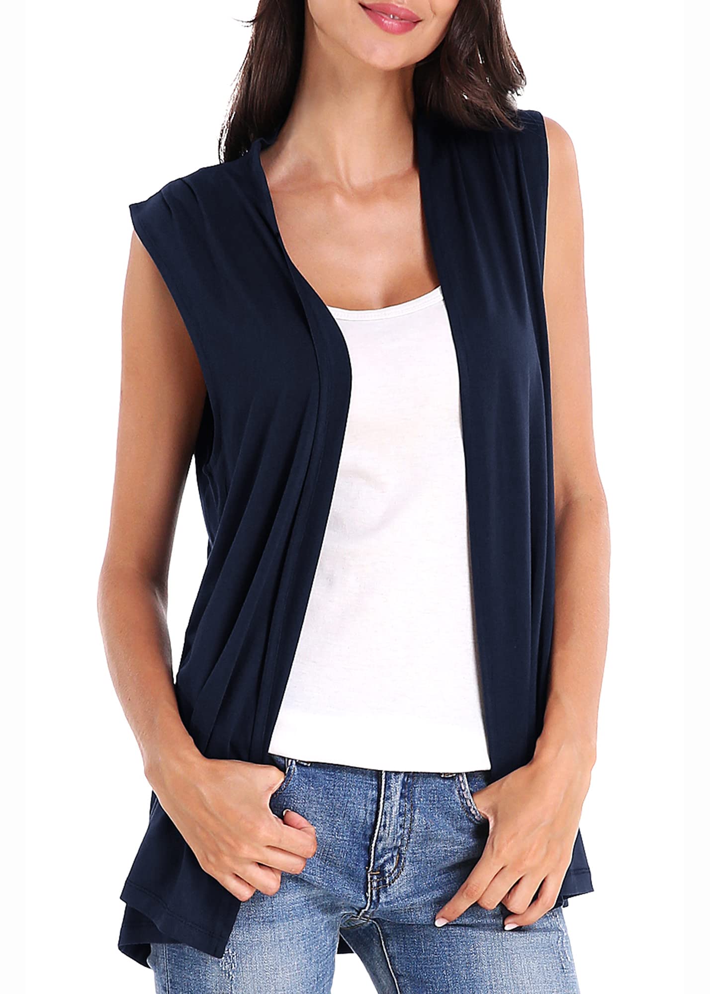 Urban CoCo Women's Sleeveless Cardigan Open Front Vest Lightweight Cool Coat