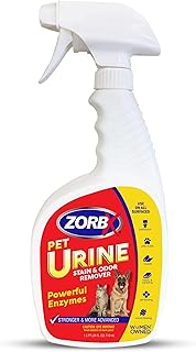 ZORBX Pet Urine Stain and Odor Remover Spray 24 FL Oz - Dog, Cat Urine Enzyme Odor Destroyer - Perfect Solution for Unpleasant Urine Odor and Stain Remover - Hardwood Floors & Carpet Cleaner