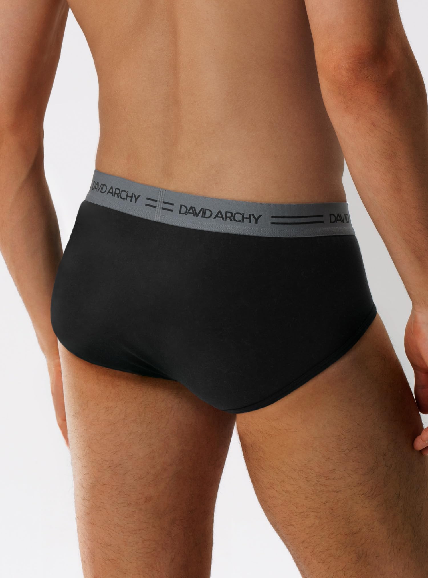 DAVID ARCHY Męskie slipy wielopak, rozciągliwe klasyczne slipy męskie, bawełna męska, miękkie oddychające worek 3D 35mm Belt Shorts, czarny *6, XL