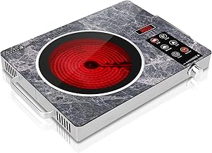 Alemania Single Burner Ceramic Cooktop, Portable 1800W Electric Stove, Countertop Burner for Cooking, Plug in Kitchen Hot ...