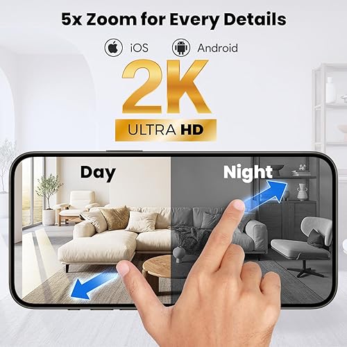 Miniatura 7 de Cámara oculta, mini cámara de niñera 2K con nube libre, compatible con WiFi de 2.4G5G y sin necesidad de WiFi cámara inalámbrica con detección de
