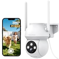 WOLFANG Telecamera di sicurezza esterna 2K 3MP, telecamera WiFi PTZ 360°