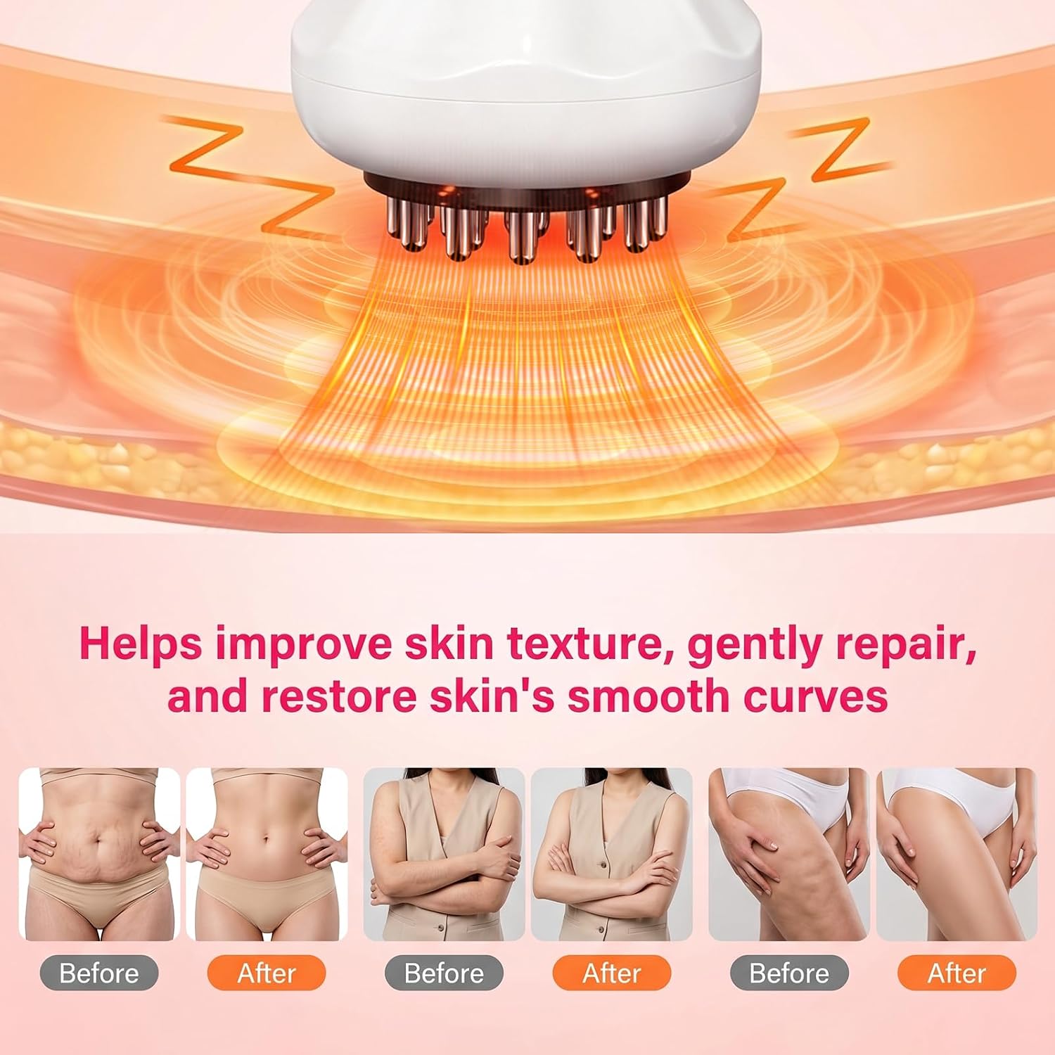 Lymphatic Drainage Massager USB Rechargeable,Cellulite Massage Tool with Oil x2 for Lifting & Toning,Body Sculpting Machine for Legs, Arms, Belly Body Massage Brush