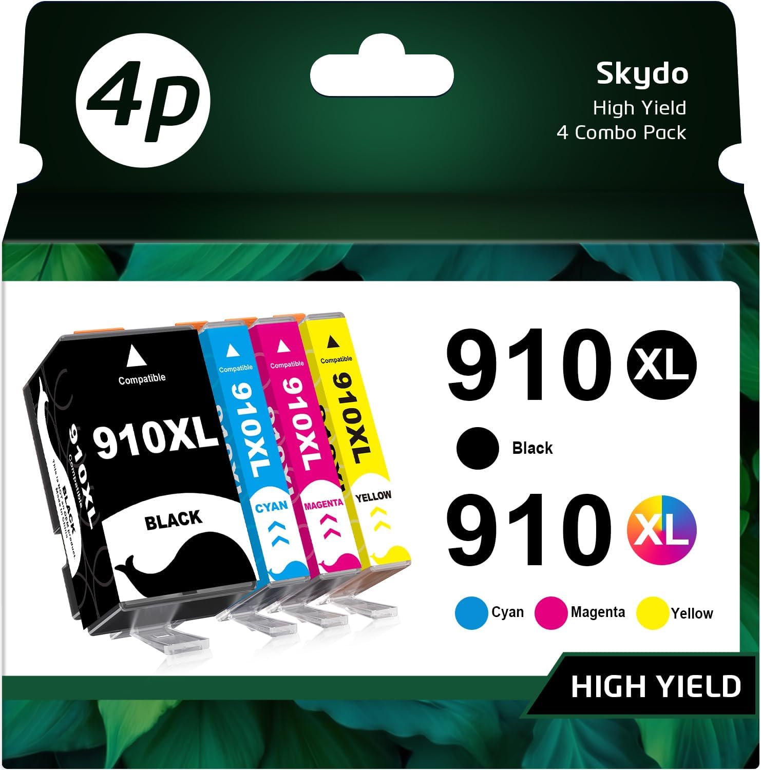 910XL 910 XL Ink Cartridges Combo Pack, 8020 Ink, B/C/Y/M, 4 Pack