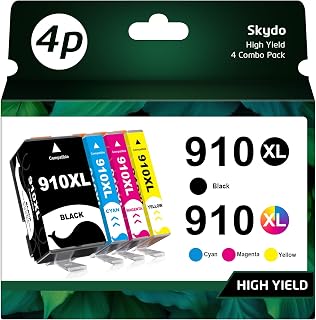910XL 910 XL Ink Cartridges Combo Pack, 8020 Ink, B/C/Y/M, 4 Pack, Replacement for HP 910XL HP 910 XL Ink Work with Officejet Pro 8020 8025 8035 8030 8028 Officejet 8022 8018 8015 8010 Printer Ink