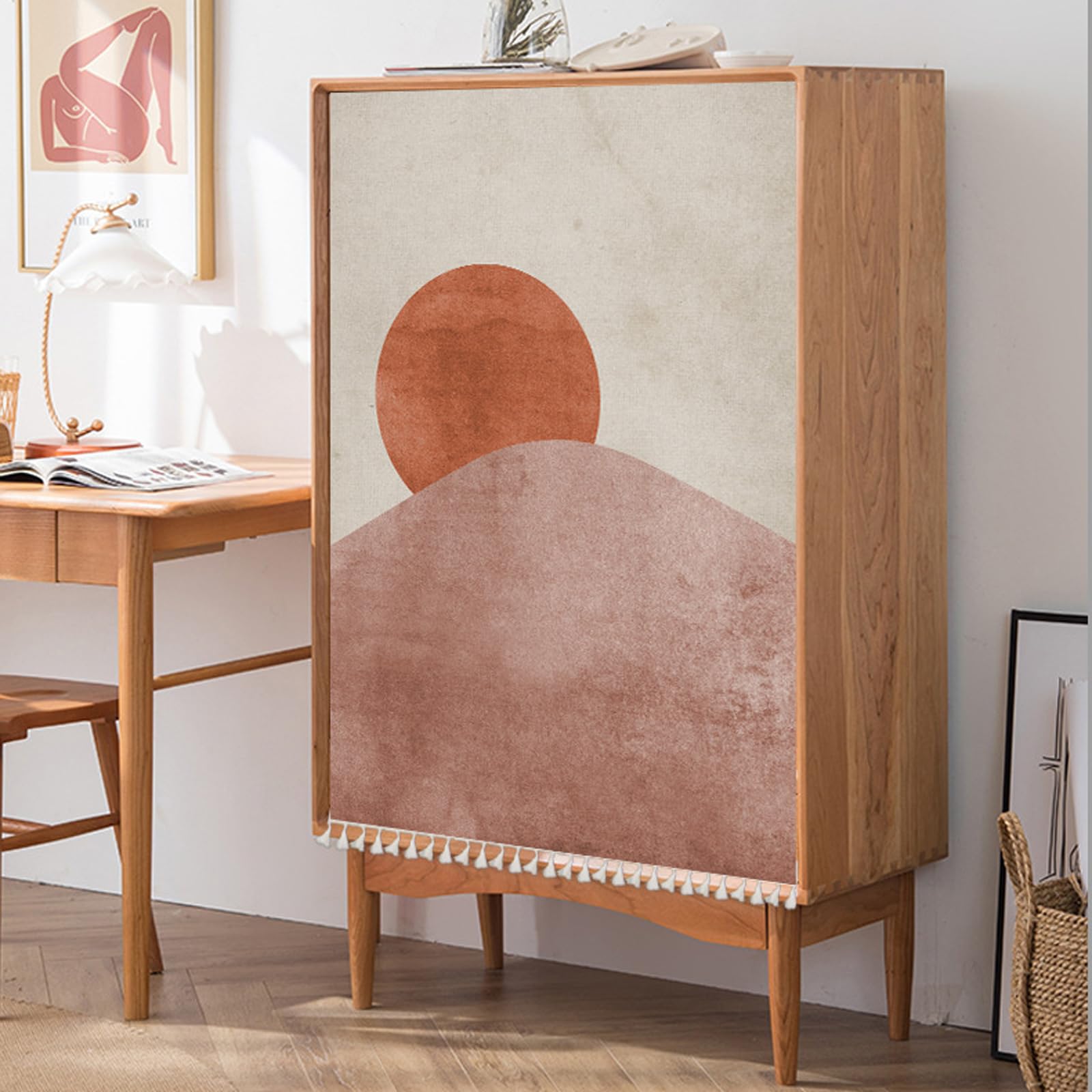 Rideau D'armoire Autocollant - Tissu Imitation Lin, Nombreuses Tailles (40x70 Cm à 90x120 Cm), Sans Perçage