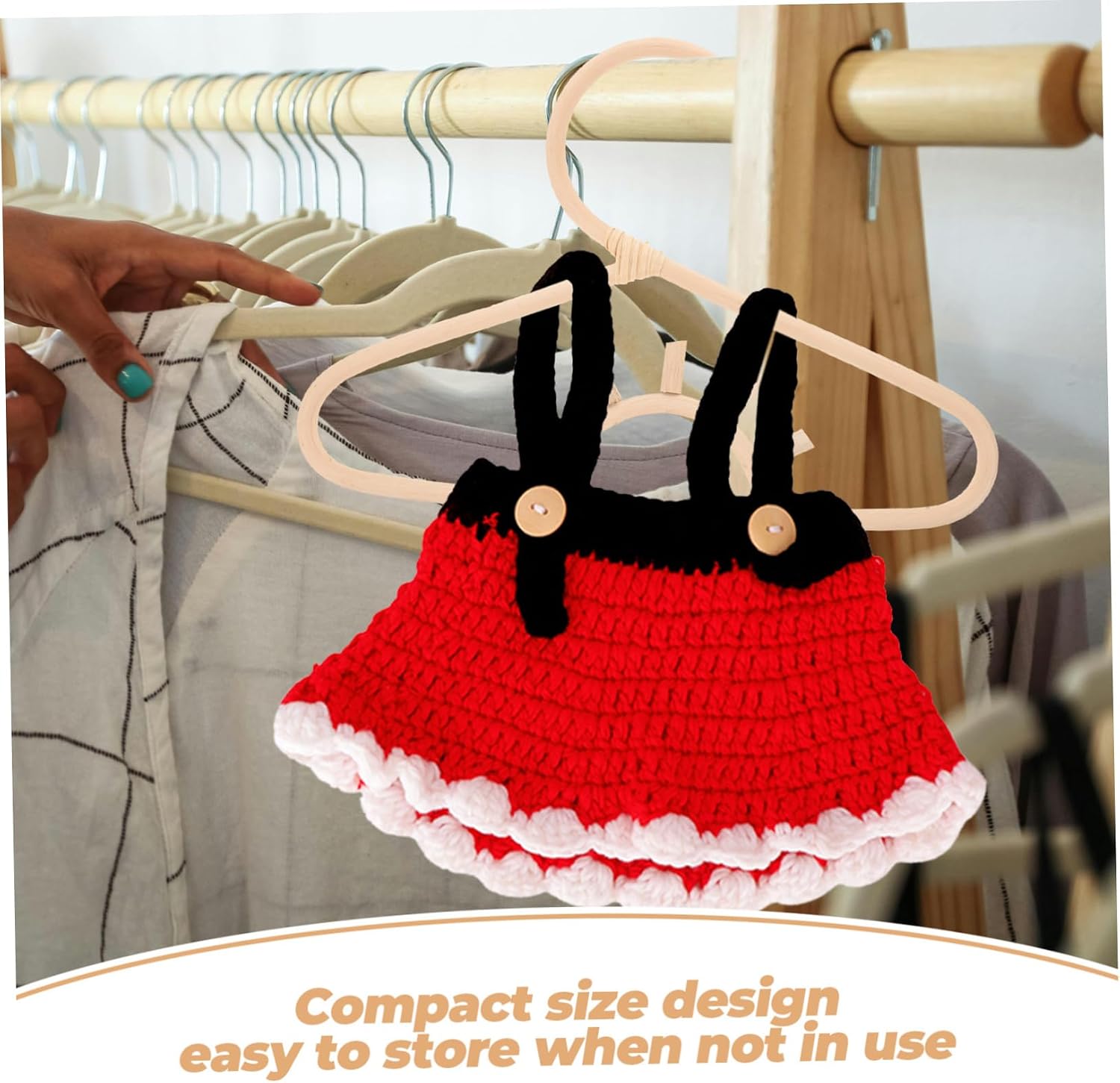 Rattan Baby Clothes Hanger 30cm Beige Xmas for Kids Wardrobe