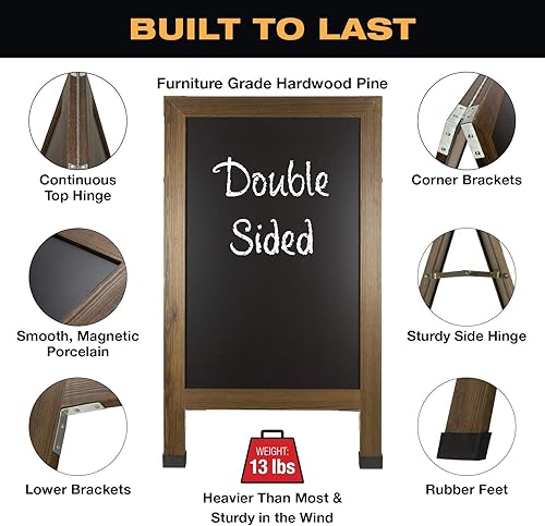 Miniatura 3 de Excello Global Products Letrero grande de doble cara de 40 x 23 pulgadas, resistente con marco en A, incluye 10 marcadores de tiza, juego de 40