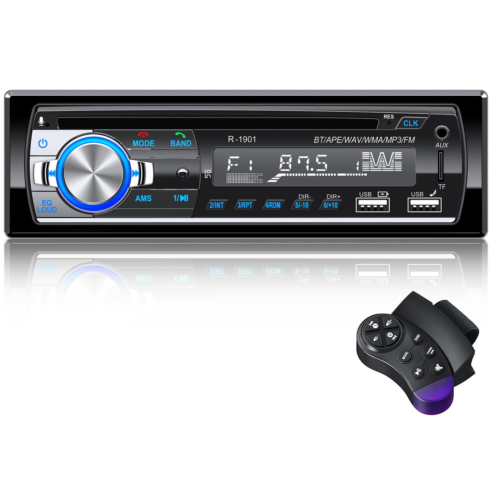 RDS Autoradio Bluetooth, CENXINY Poste Radio Voiture Bluetooth, FM Autoradio1 DIN,2USB,Charge 2.1A, Aux-in,Micro SD Soutien iOS, Android