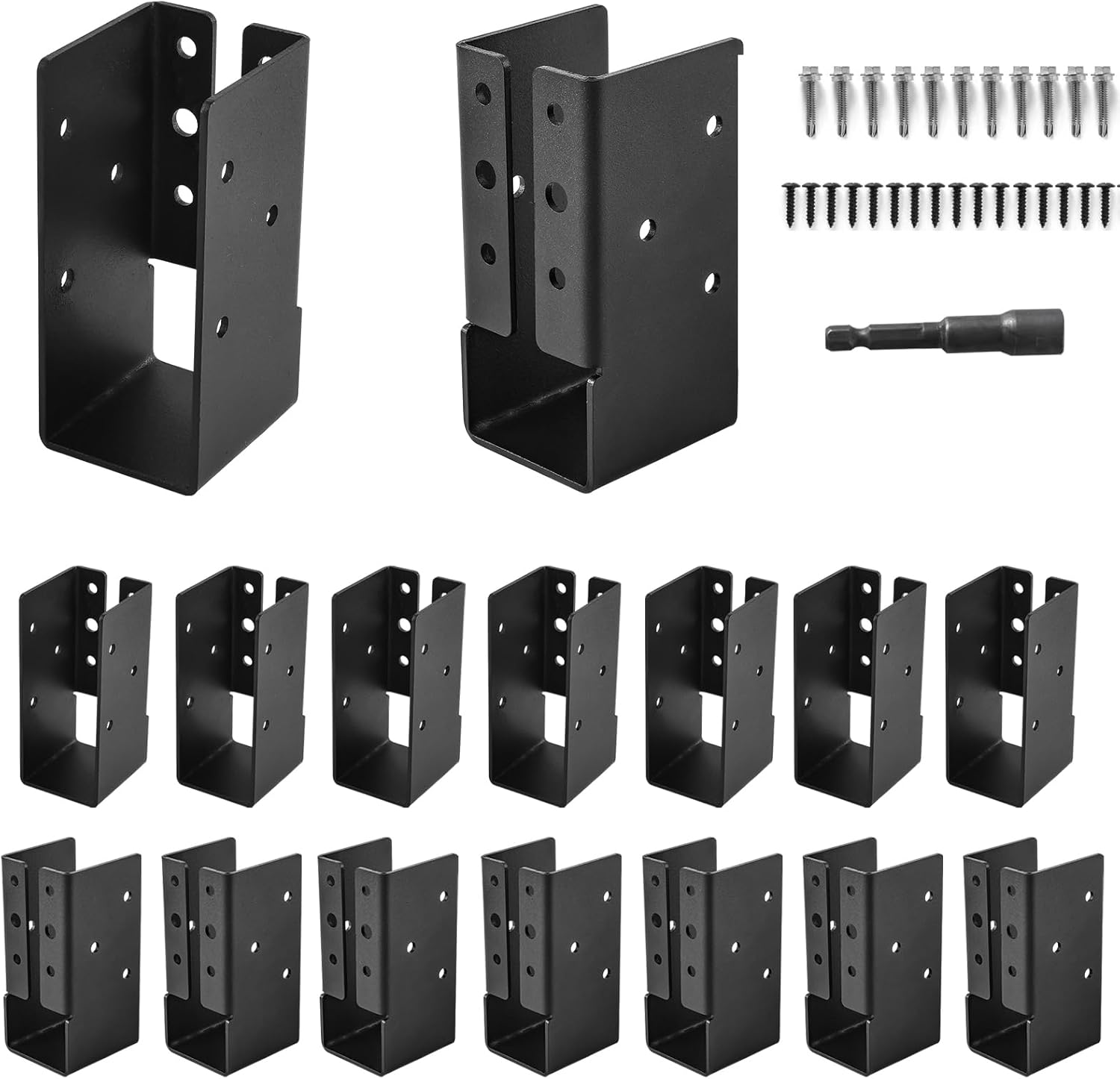 Concealed Joist Hangers, 16 Pcs of 2"x4" Outdoor Trim Concealed Flanges, Q235B Steel Powder Coated Concealed Mount Joist Hangers for 2"x4" Beam Swing…
