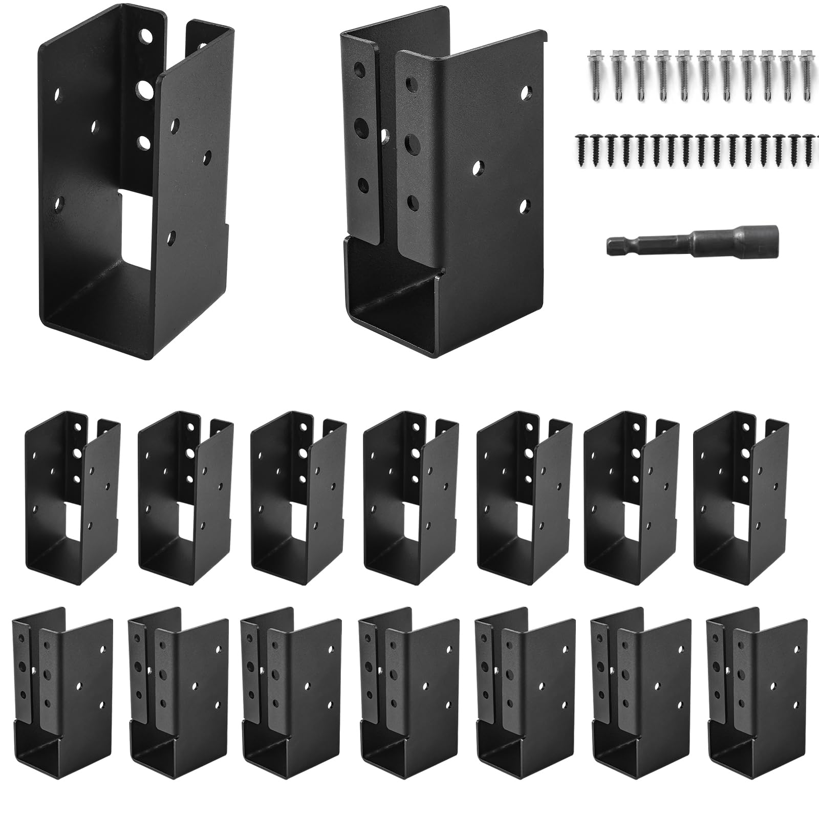 Concealed Joist Hangers, 16 Pcs of 2"x4" Outdoor Trim Concealed Flanges, Q235B Steel Powder Coated Concealed Mount Joist Hangers for 2"x4" Beam Swing…