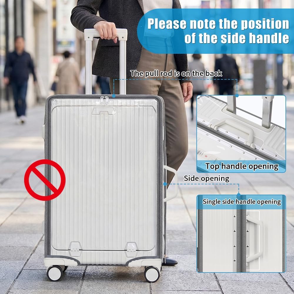 Yotako Clear Luggage Cover Protector with Front Pocket Zipper, 28 Inch Luggage Covers for Front Open Suitcase Wheeled Suitcase 28", No Disassembly