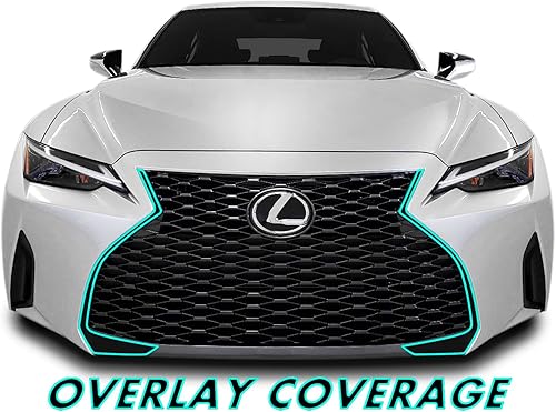 Miniatura 2 de SlickMod Revestimiento de vinilo opaco Chrome Delete para Lexus 2021-2022 con moldura de parrilla frontal (negro brillante)