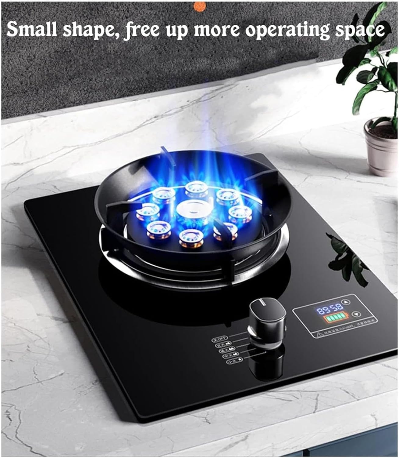 Indoor Gas Cooker Embedded - Household Single Burner Stove, Explosion-proof Tempered Glass Nine Chamber Fire, for Outdoor kitchen Camping(LPG)(NG)