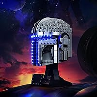 Vista 4 de Kit de luces mejorado compatible con Lego El casco de Mandalorian 75328, kit de modelo ensamblable, decoración de luces compatible con Lego 75328