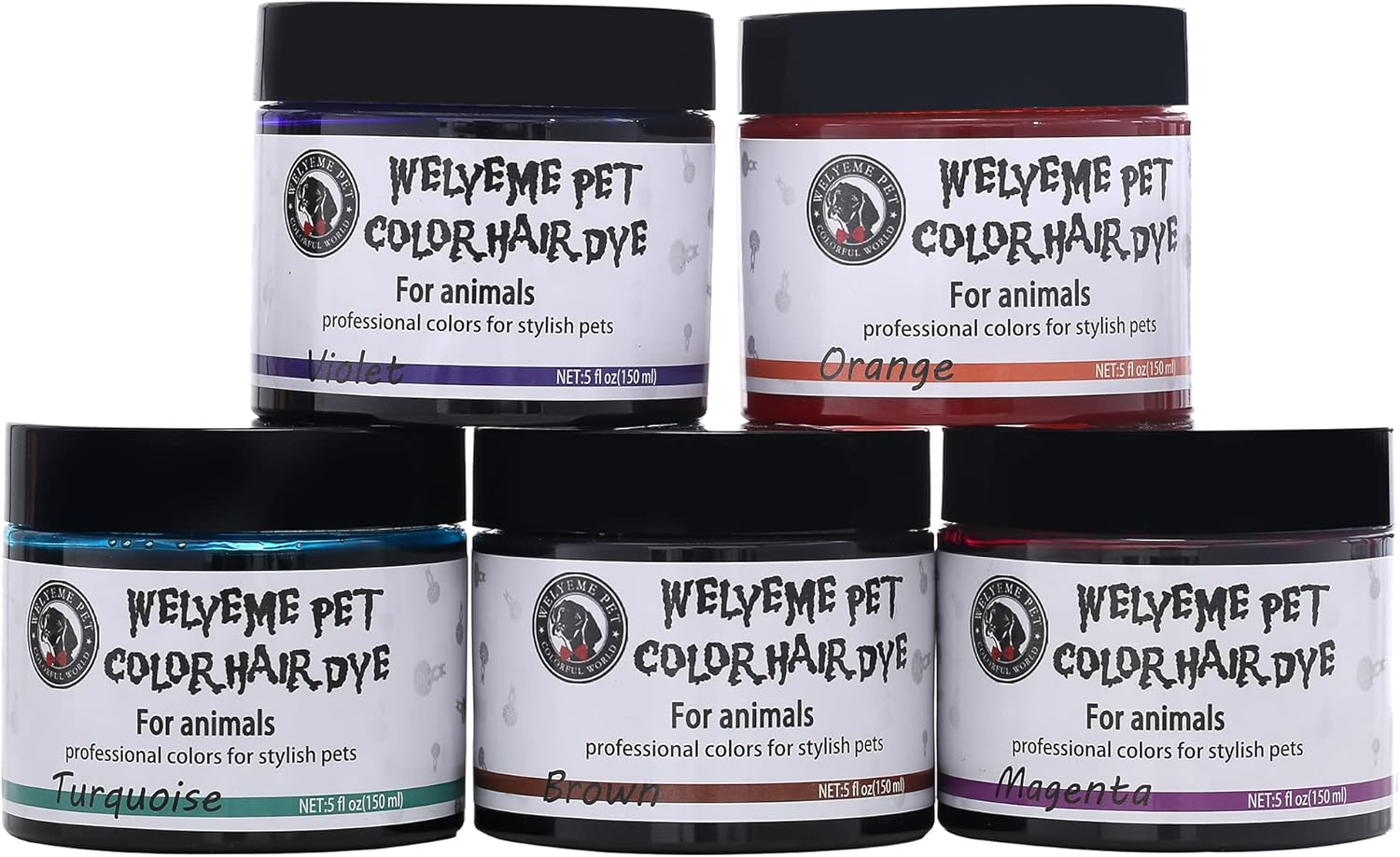 WELYEME Dog Hair Dye Rainbow, Permanent Pet Hair Dye