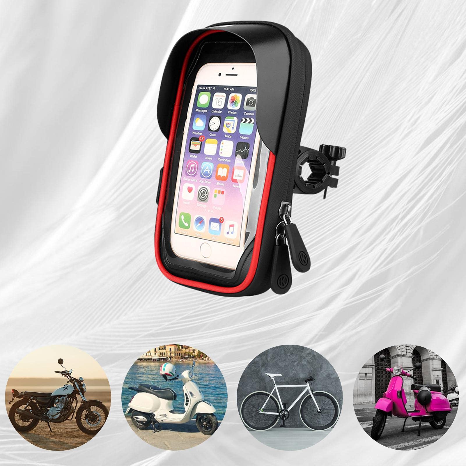 Soporte Impermeable Para Móvil De Motocicleta - Pantalla 6.4", Giro 360°, Doble Cremallera Y Parasol Antirreflejos