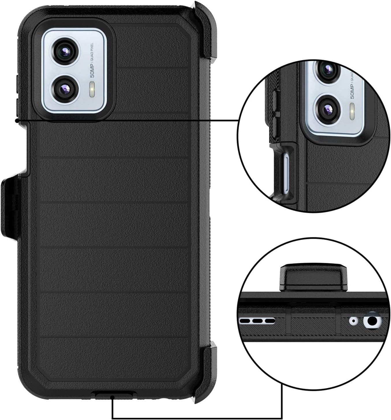 Takfox Moto G 5G 2023 Case, for Motorola G 2023 5G Belt Clip Holster Phone Case [Built-in Screen Protector] Kickstand Protective Rugged Heavy Duty Shockproof Dustproof Cover-Black/Black - Image 7