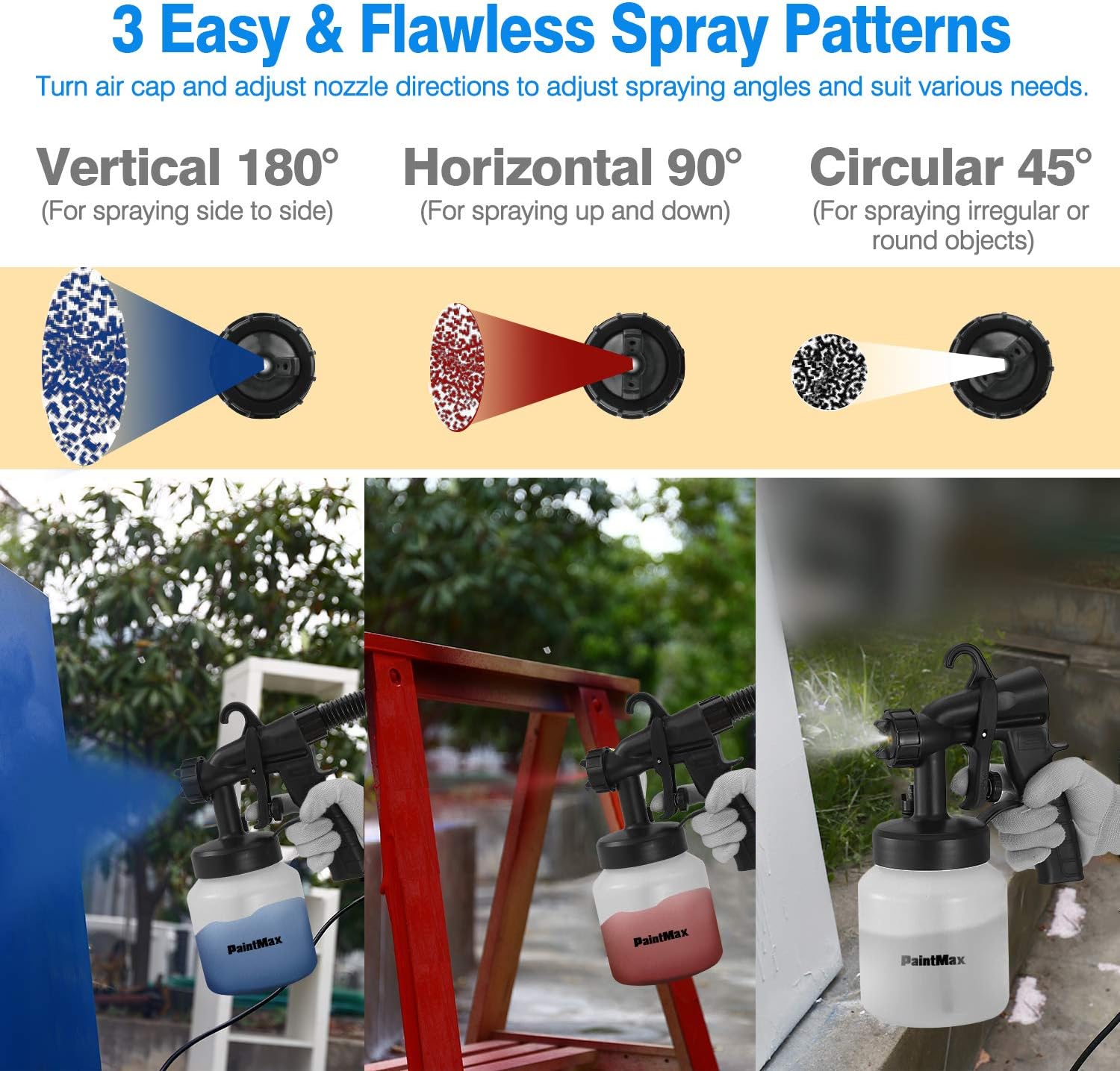 Moclever® HVLP Electric Paint Sprayer – 800ml/min High Power Spray Gun with 3 Patterns, Adjustable Valve Knob, Quick Refill Lid, Easy Cleaning for Home & DIY Projects