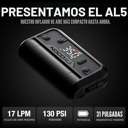 Miniatura 2 de NOCO Air AL5: Inflador de neumáticos ultrarrápido de 5A sin cables – Compresor de aire portátil con batería – Flujo de aire de 17 SLPM Infla de 0–40