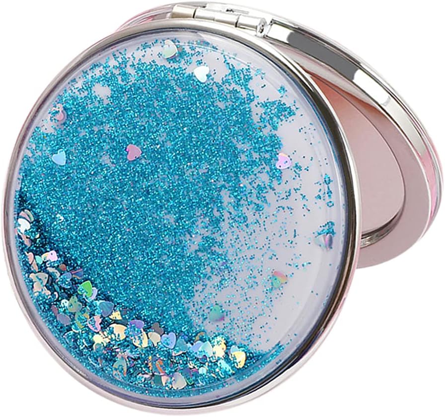 Espejo Compacto de Maquillaje AKOAK, Doble Cara y Plegable, con Luz