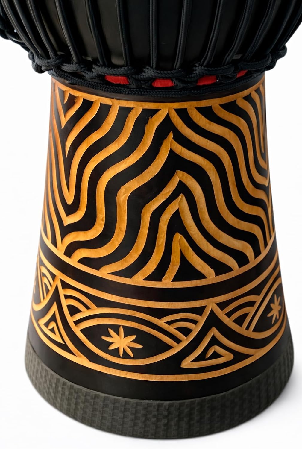 Djembe Drum Bongo Congo African Mahogany Wood Drum With Heavy Base Goat Skin Head Hand Carved Professional Quality - 16" High - NOT MADE IN CHINA