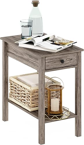 Miniatura 63 de Furinno - Colección Dario - Mesa auxiliar / mesita de arrime / mesita de noche / mesita de luz con cajón, paquete de 1, color expreso/marrón