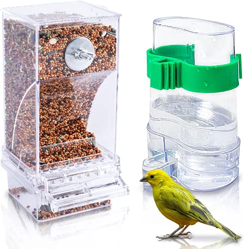 Hamiledyi No Mess Bird Feeders Automatic Parrot Feeder Drinker Acrylic