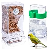 Hamiledyi No Mess Bird Feeders Automatic Parrot Feeder Drinker Acrylic Seed Food Container Parakeet Water Dispenser Cage Accessories for Lovebirds Budgies Canary Finch