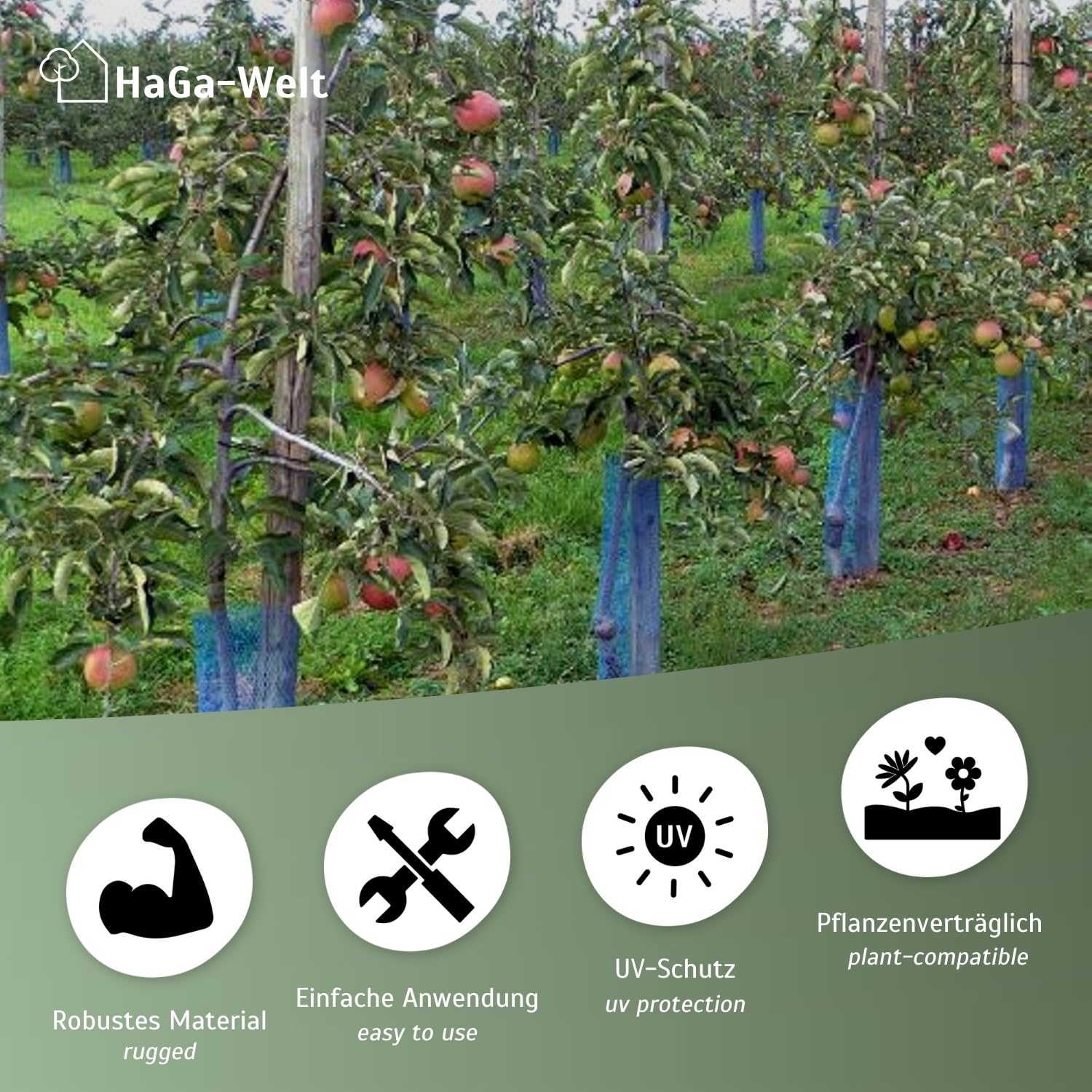 Protector De Arboles Amazon Haga - Funda Protectora Para árboles (21 G/m2, Longitud: 50 M, 3 X 20 Mm, Diámetro: 190 Mm Protector De Heladas Para Arboles