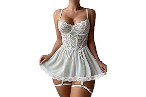 Lilosy Sexy Floral Lace Babydoll NightDress Thong Chemise Lingerie Nightwear