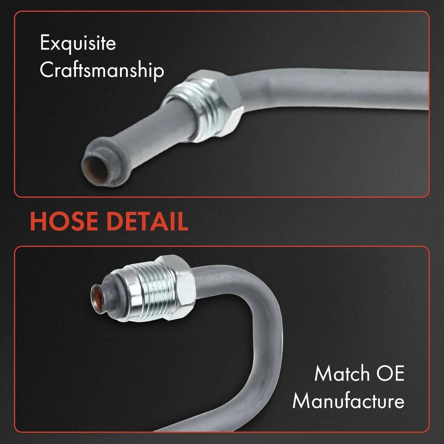 A-Premium Power Steering Pressure Hose Line Fit for Chevrolet, GMC Models - Silverado 2500 HD/3500 HD, Sierra 2500 HD/3500 HD/1500, 6.0L 6.6L, with O-ring, Hydraulic Brake Booster To Gear