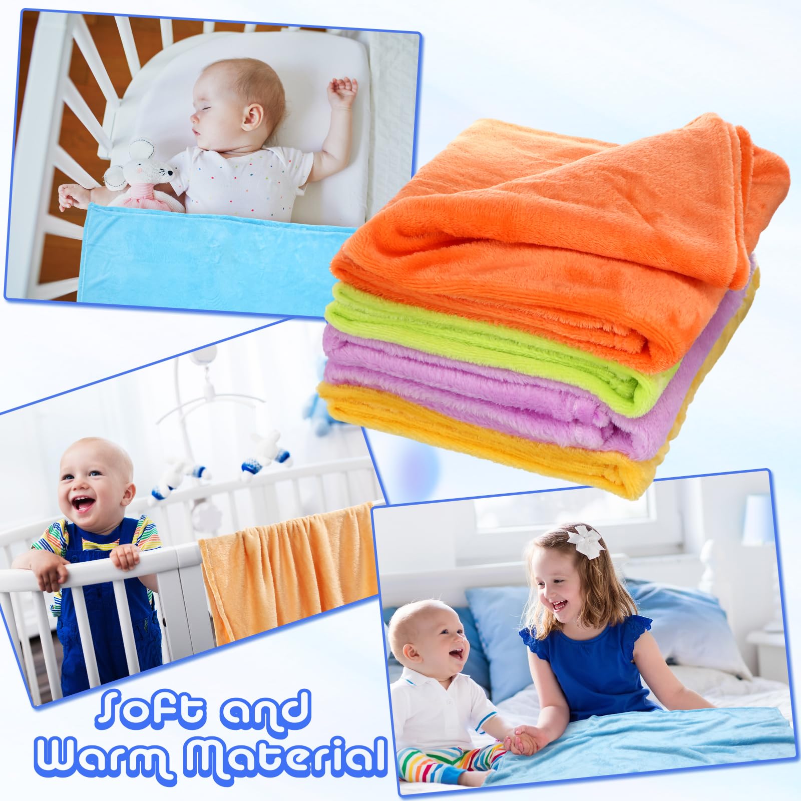 Kinlop 16 piezas de 76 x 101 cm, mantas de franela de felpa para bebé, acogedoras, ligeras y cálidas, mantas de felpa suave para bebés, niños y niñas, ropa de cama preescolar, 16 colores